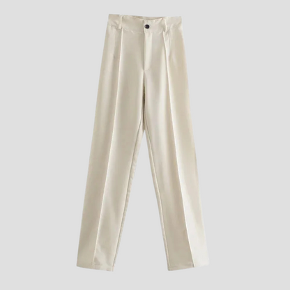 Women's High Waisted Wool Mix Wide Leg Trousers Dress Pants