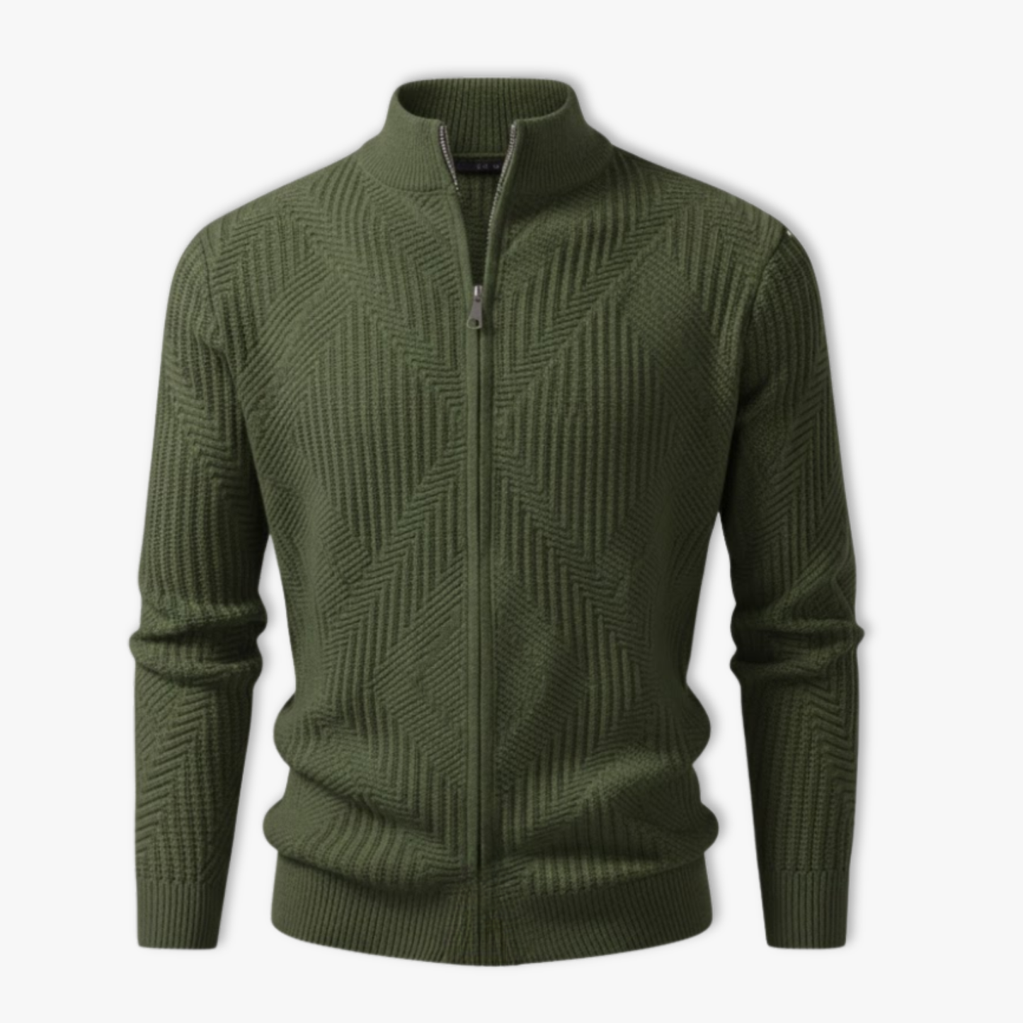 Veste en maille homme motifs géométriques col montant protecteur