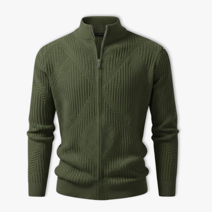 Veste en maille homme motifs géométriques col montant protecteur