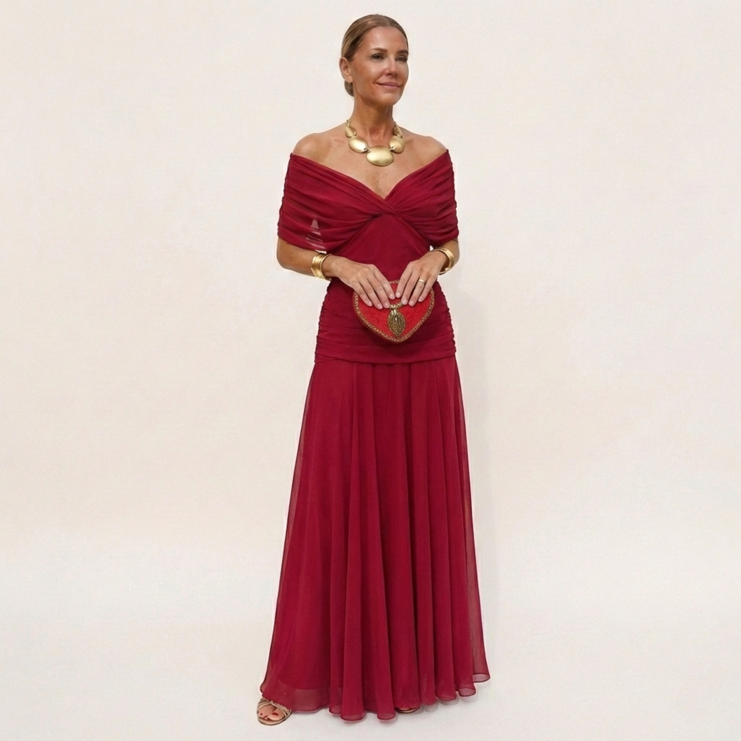 Vestido Largo Mujer Elegante Fluido – Escote V y Diseño Sofisticado
