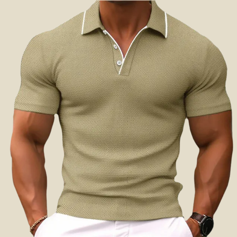 Men's Slim Fit Short Sleeve Textured Knit Polo Shirt