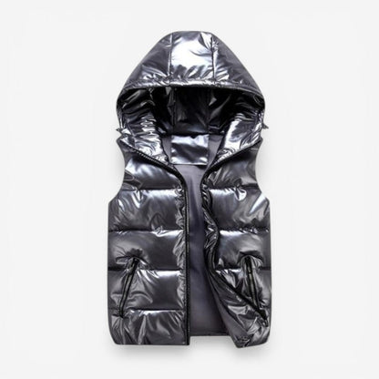 Harry - Sleeveless Padded Hooded Jacket With Zipper And Pockets