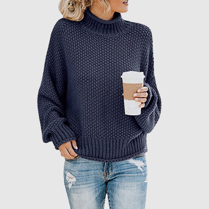 Amelia – Oversize damski sweter z wysokim kołnierzem