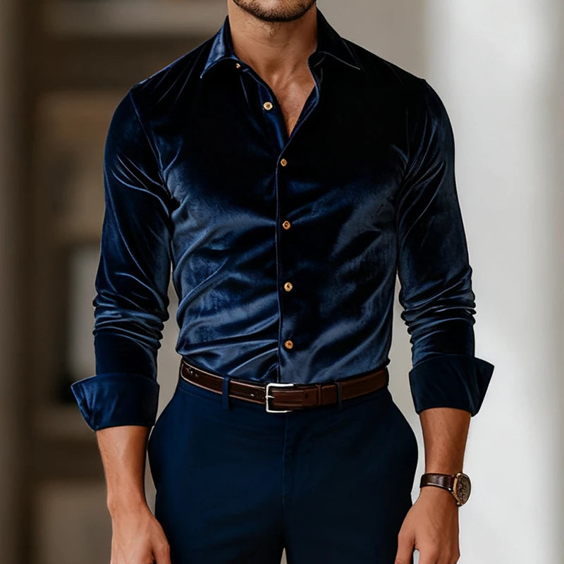 DUVAL PARIS™ | CHEMISE CLASSIQUE EN VELOURS POUR HOMMES