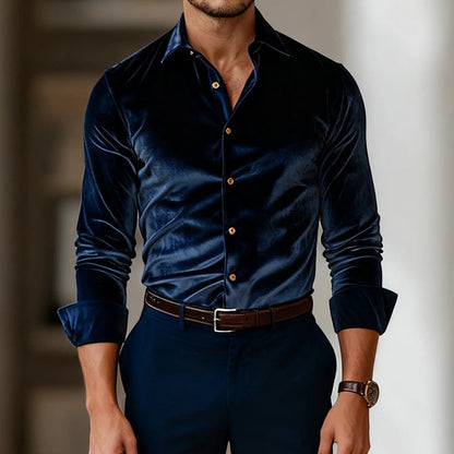 DUVAL PARIS™ | CHEMISE CLASSIQUE EN VELOURS POUR HOMMES