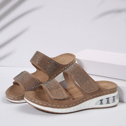 Lisaa Sandals by JesseVance London: The Ultra Comfortable Mid-Heel Air-Cushioned Crystal-Embellished Sandals