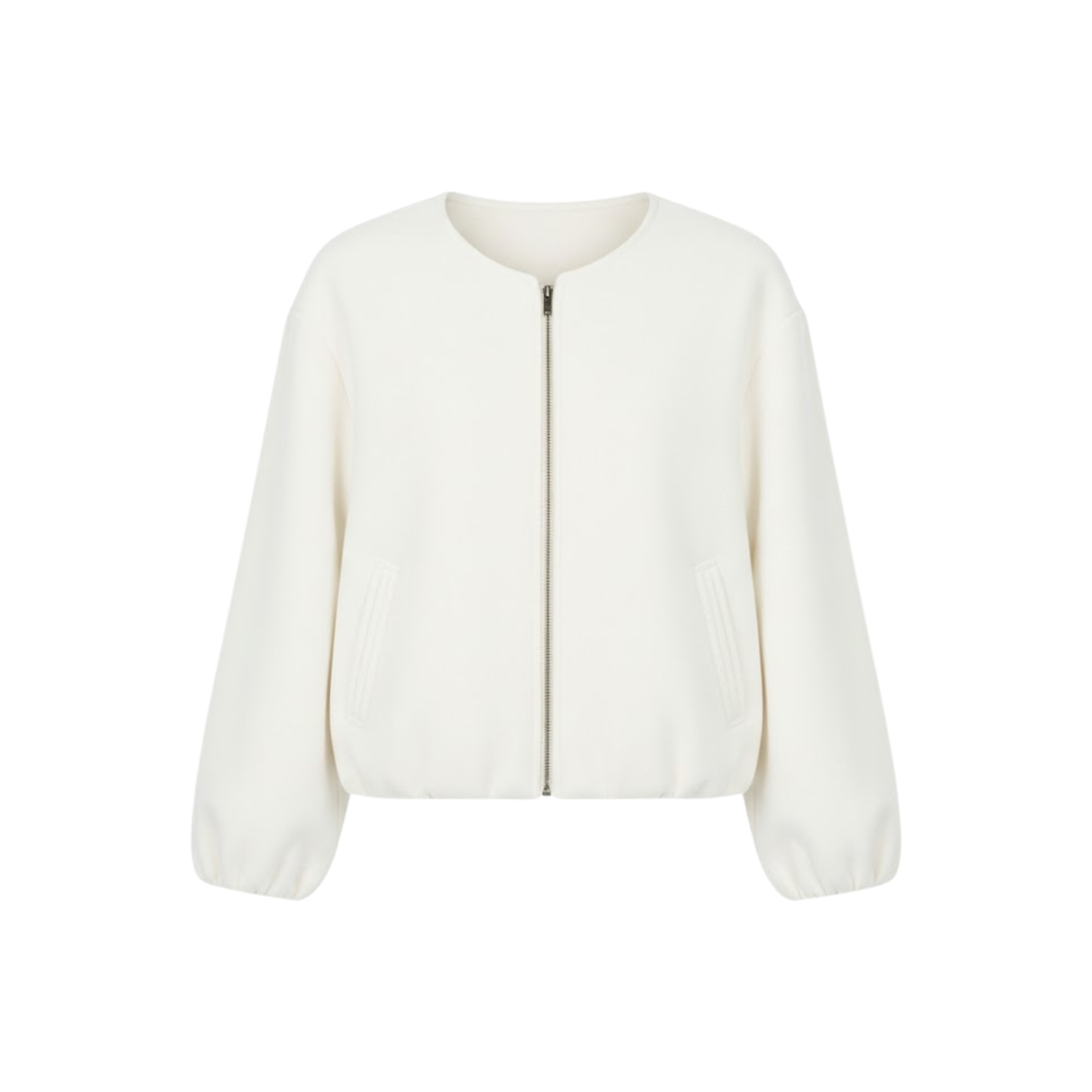 Veste bomber courte pour femme avec fermeture éclair et col rond décontractée