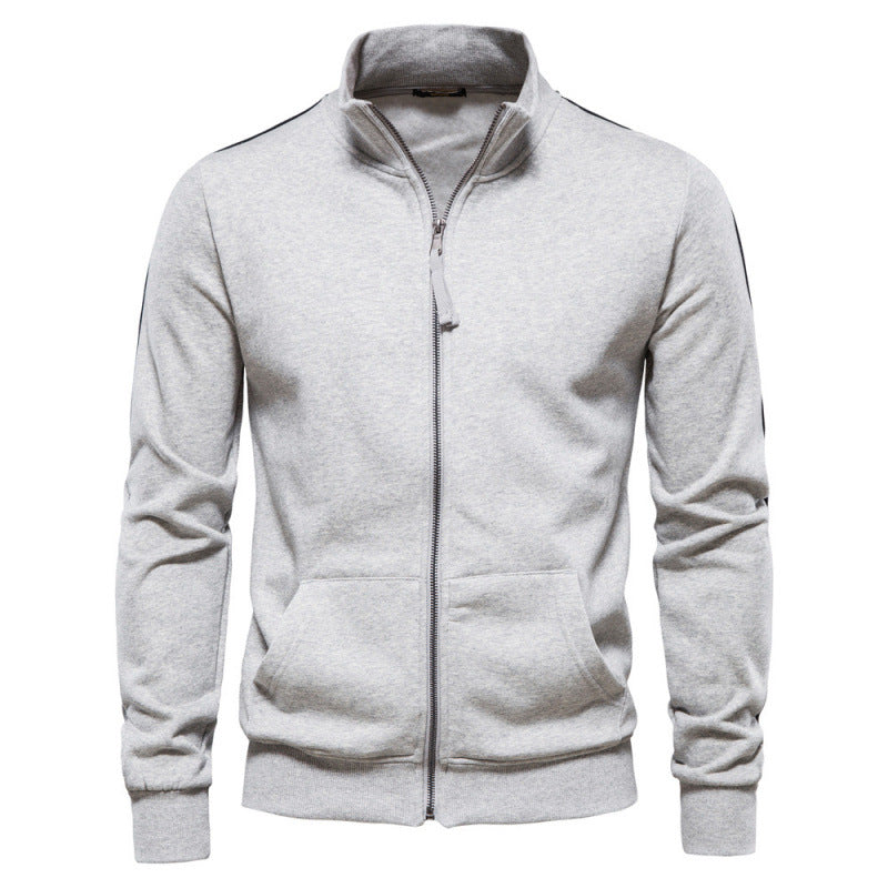Sweatshirt Décontracté et Chaud pour Hommes – Veste à Col Montant avec Fermeture Éclair et Poches