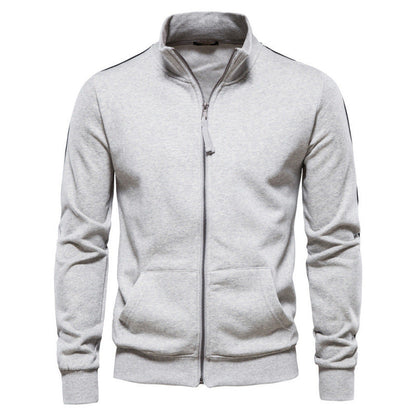 Sweatshirt Décontracté et Chaud pour Hommes – Veste à Col Montant avec Fermeture Éclair et Poches
