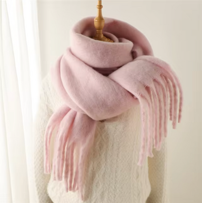 Women's Wool Mix Oversized Tassel Knit Scarf Heavyweight Chunky Wrap