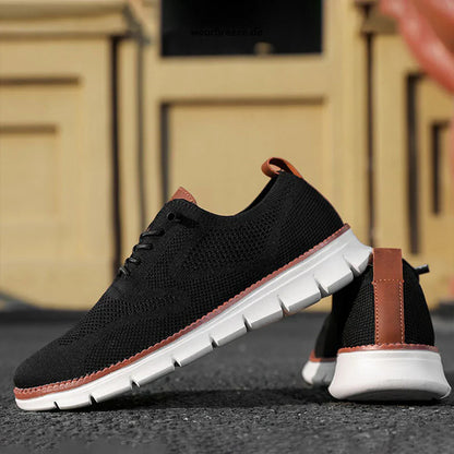 Men's Knit Mesh Lace Up Breathable Lightweight Walking Shoes