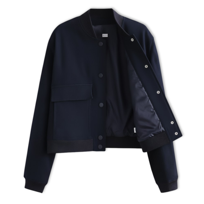 Veste bomber femme courte à boutons pression et grandes poches plaquées