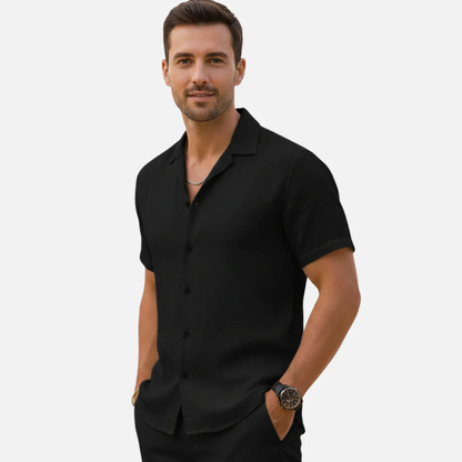 Chemise homme légère en lin manches courtes
