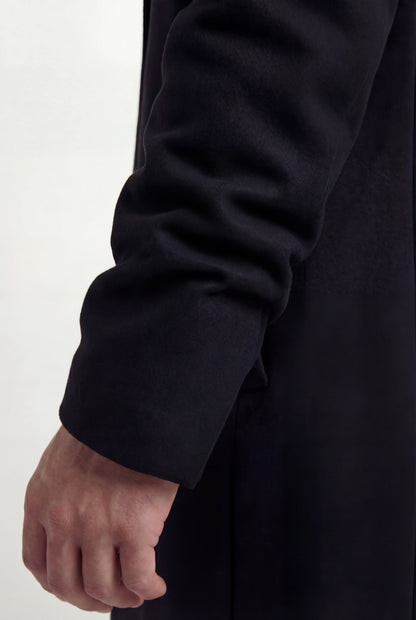 Herre enkeltradet sort frakke med revers og knaplukning - Coat - Valmont Wear