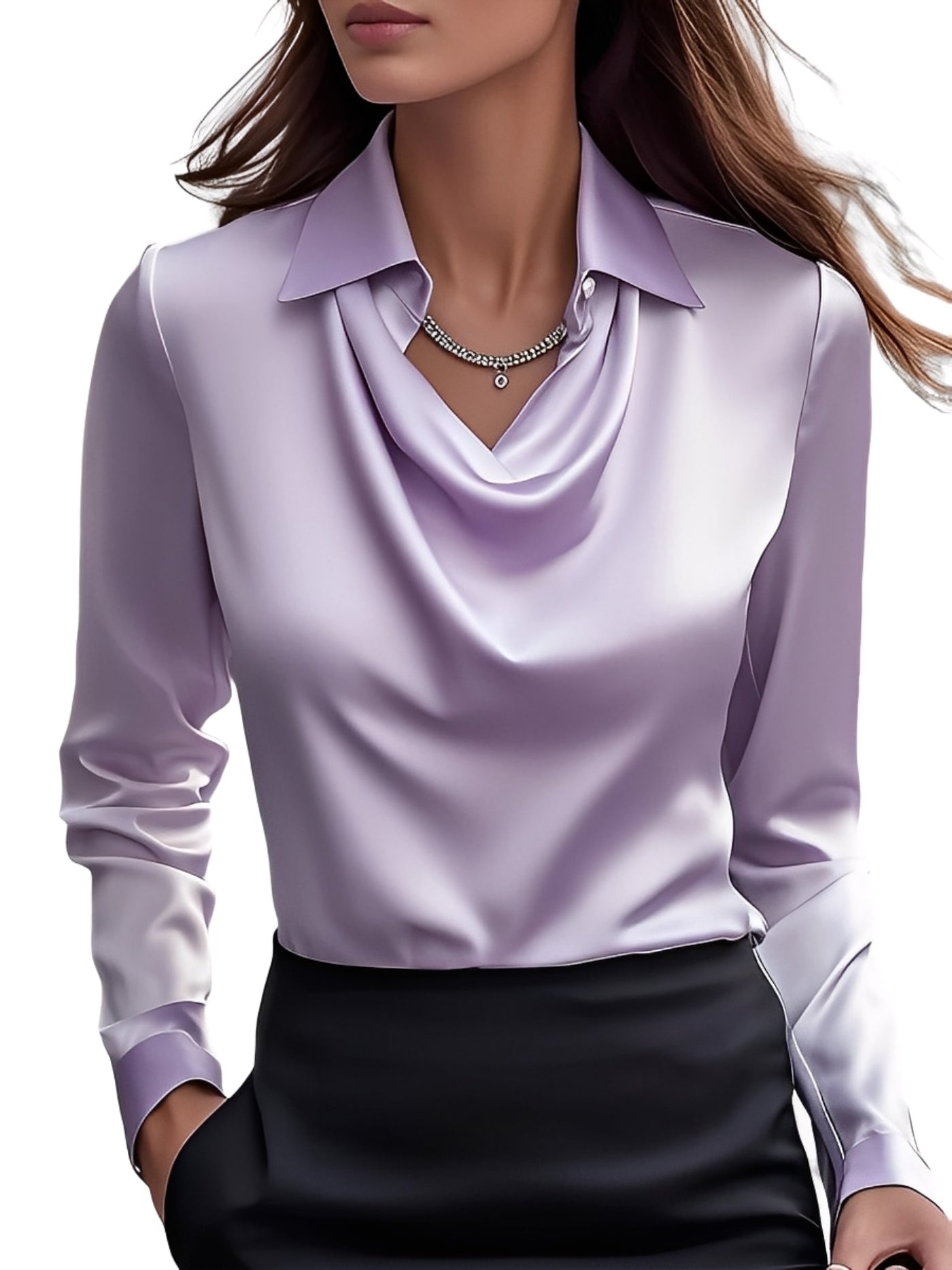 Dionne - Élégante chemise satinée à manches longues pour femmes