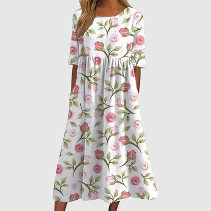 Zoé - Robe boho midi avec imprimé