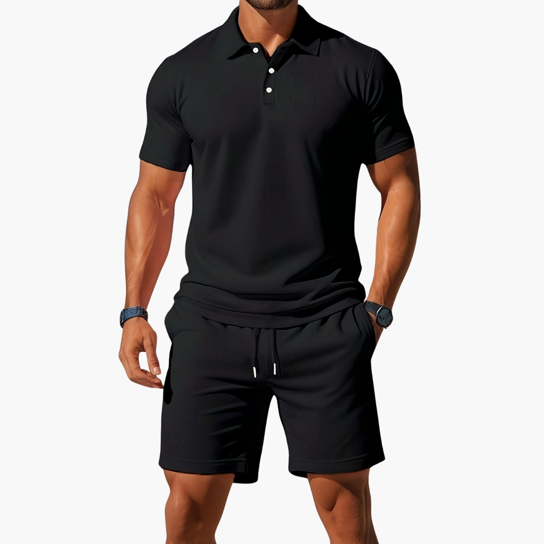 Louis – Ensemble polo à manches courtes et short à taille à cordon homme