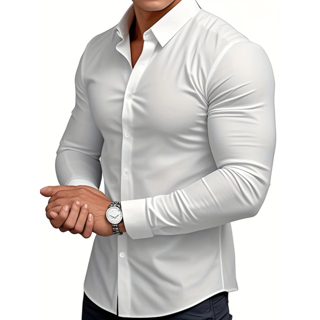 Brenor | Herenkatoenen poloshirt met lange mouwen – Klassiek casual overhemd met knopen