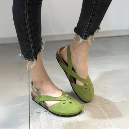 Sandales femme à bout arrondi en semelle plate