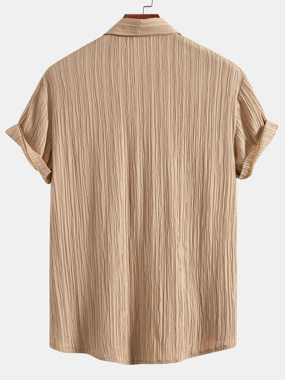 Crinkled-Textured Button-Up Shirt