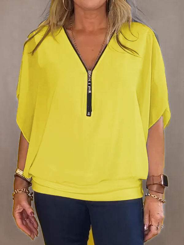 Luftiges Chiffon-Top mit Reißverschluss – Eleganter Sommerkomfort