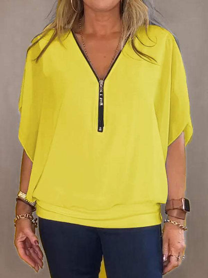Luftiges Chiffon-Top mit Reißverschluss – Eleganter Sommerkomfort