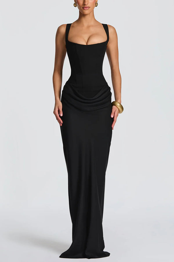 Lucia | Abito maxi con scollo quadrato