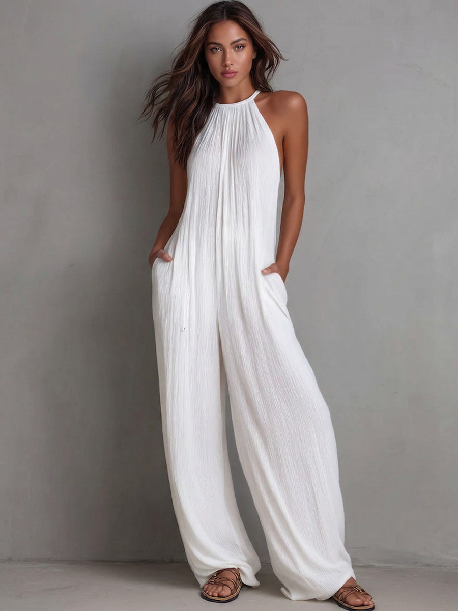 Rosira - Strukturierter Leinen-Jumpsuit