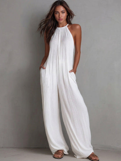 Rosira - Strukturierter Leinen-Jumpsuit