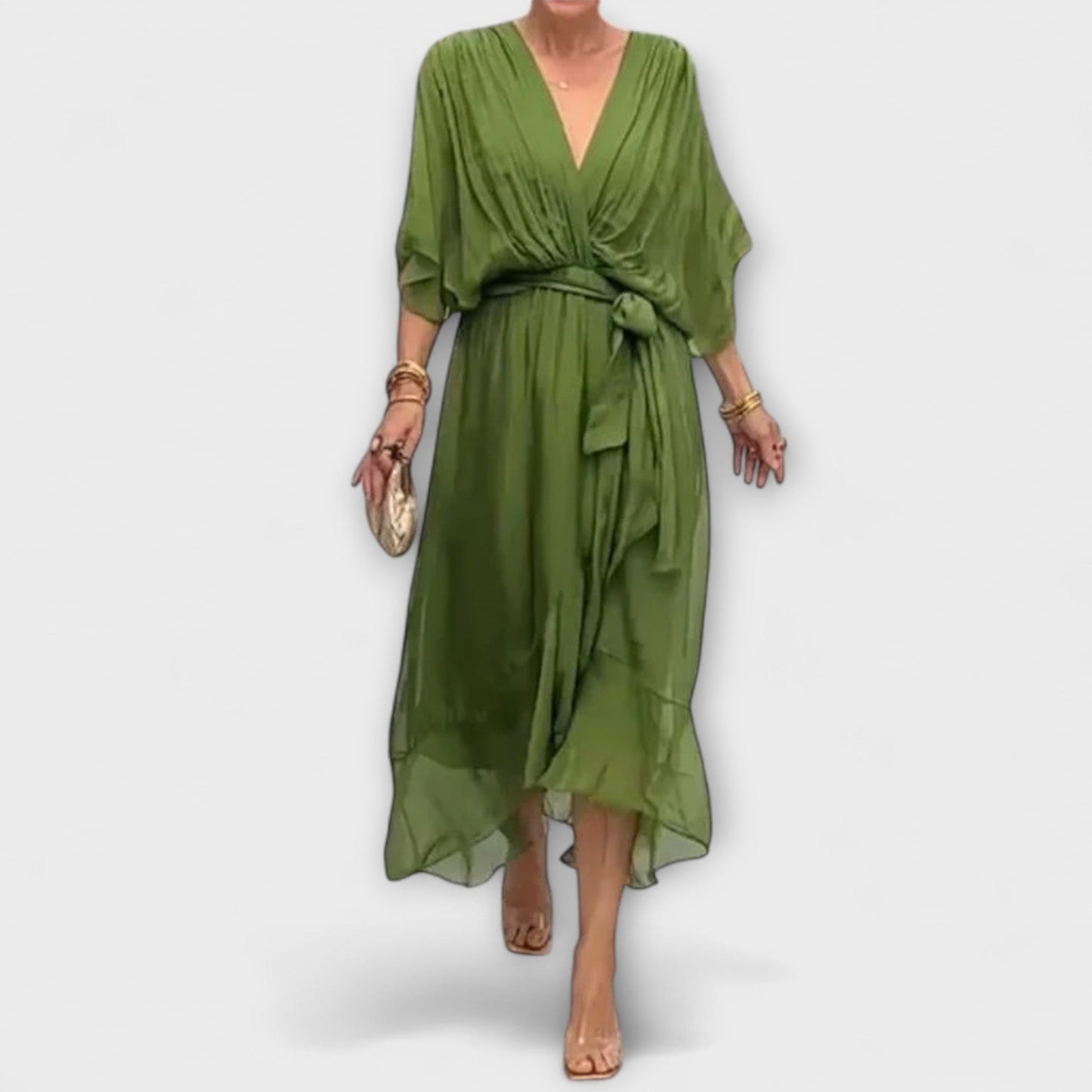 Amoura - V-kaula-chiffon-mekko