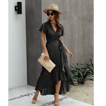 Thirza - Floral V-Neck Ruffle Wrap Dress