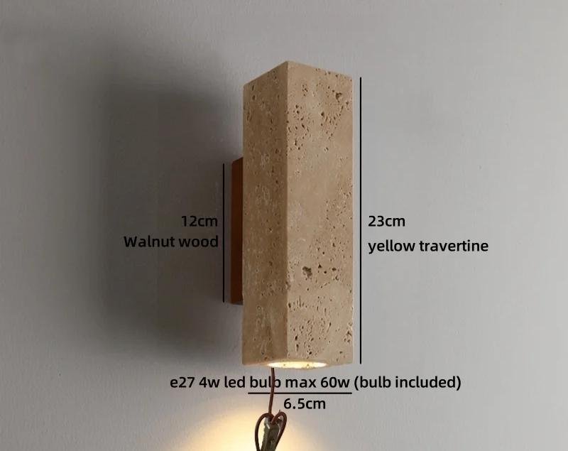 TerraLume Wabi-Sabi Travertin LED Wandlamp