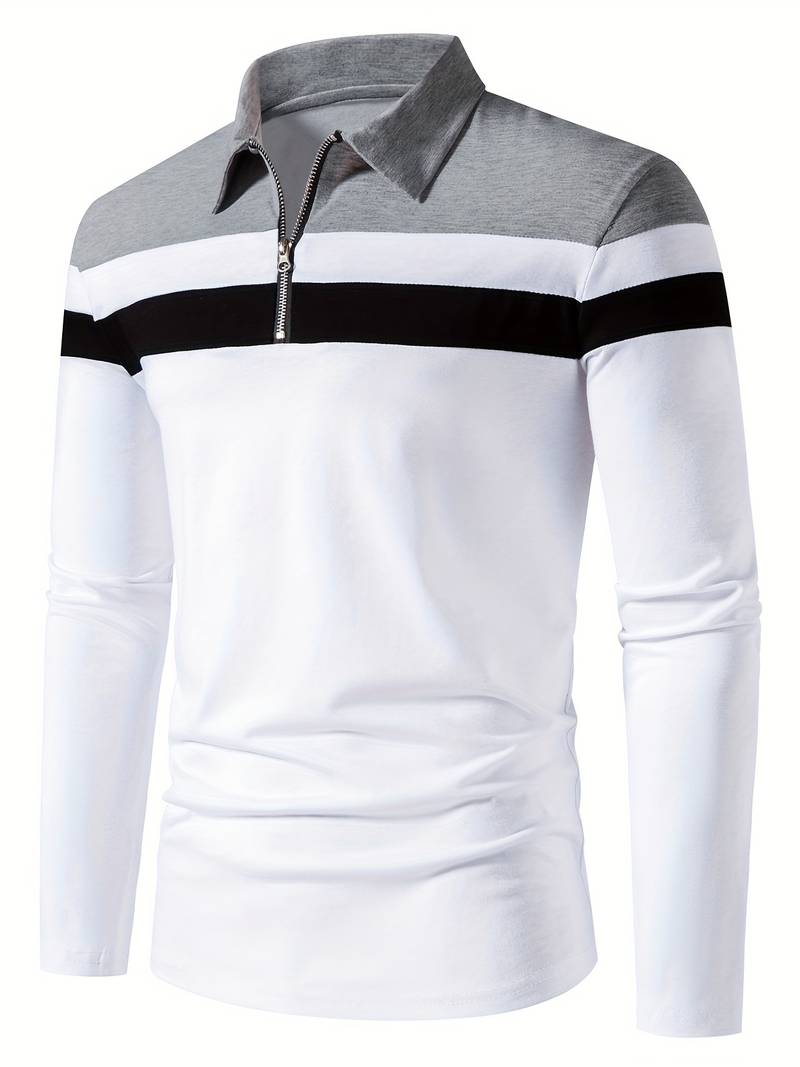 Harrison – Long-Sleeved Polo Shirt with Zipper | Men's Stylish Casual Polo Shirt