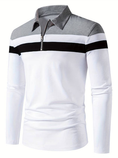 Harrison – Long-Sleeved Polo Shirt with Zipper | Men's Stylish Casual Polo Shirt