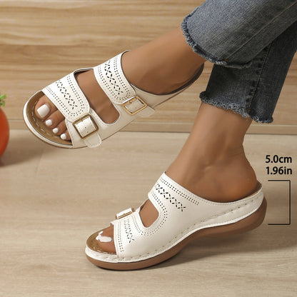 ComfiSole | Dames Orthopedische Leren Sandalen – Open Teen Comfort Zomersandalen