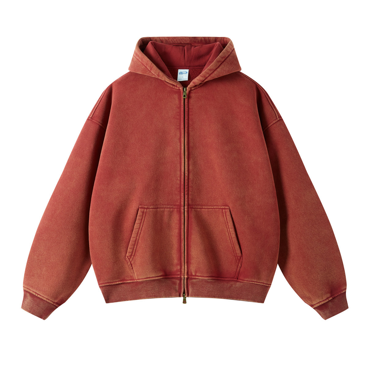 Washed Oversized Retro Zip-Up Hoodie