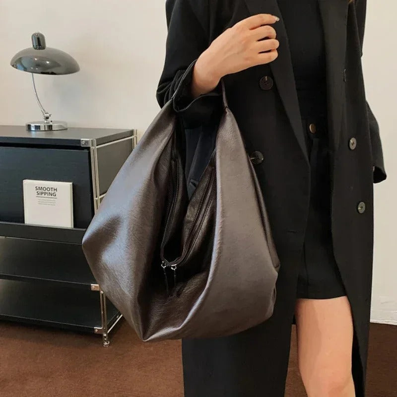 Large Soft Leather Hobo Shoulder Bag