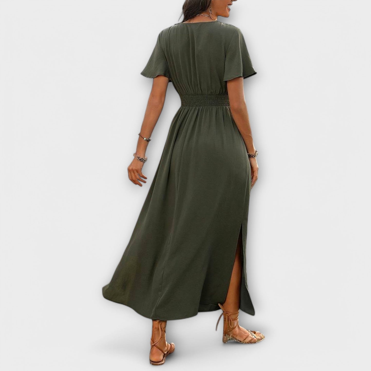 Carmen - Vestido con escote en V y mangas largas