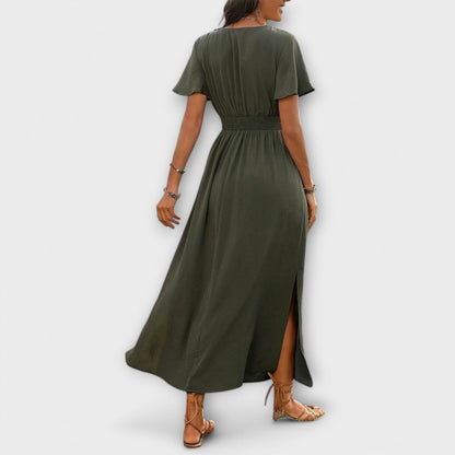 Carmen - Vestido con escote en V y mangas largas