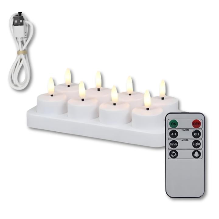 Wiederaufladbare LED-Kerzen mit Basis und Fernbedienung