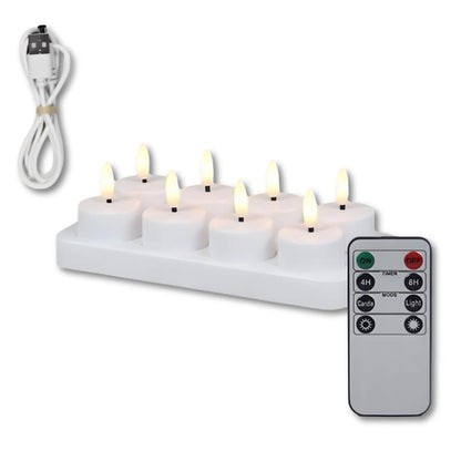 Wiederaufladbare LED-Kerzen mit Basis und Fernbedienung