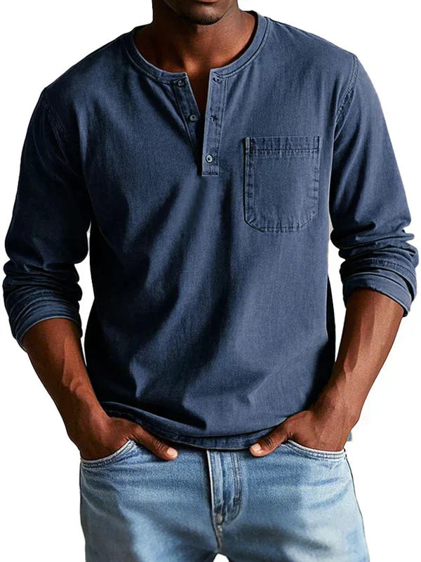 Sage | Men’s Casual Long Sleeve Henley Shirt