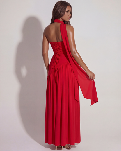 Serena™– Eksklusiv Strapless Maxi Kjole i Rød