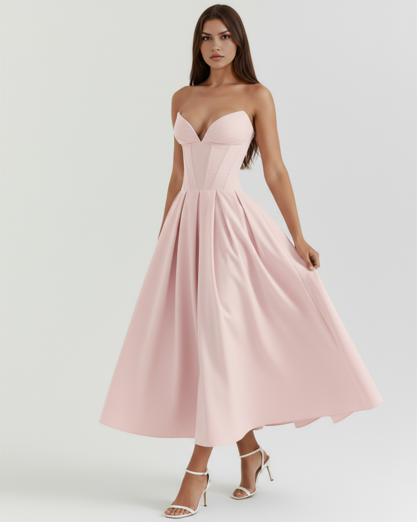 Amalfi™ – Elegant Midi Kjole Lyserød