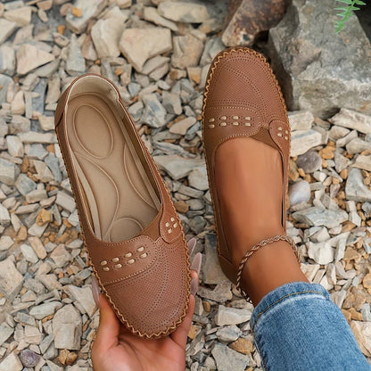 Abigail | Women’s Perforated Comfort Slip On Loafers