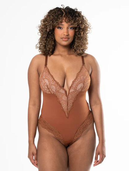 V-Neck Half Laced Bodysuit