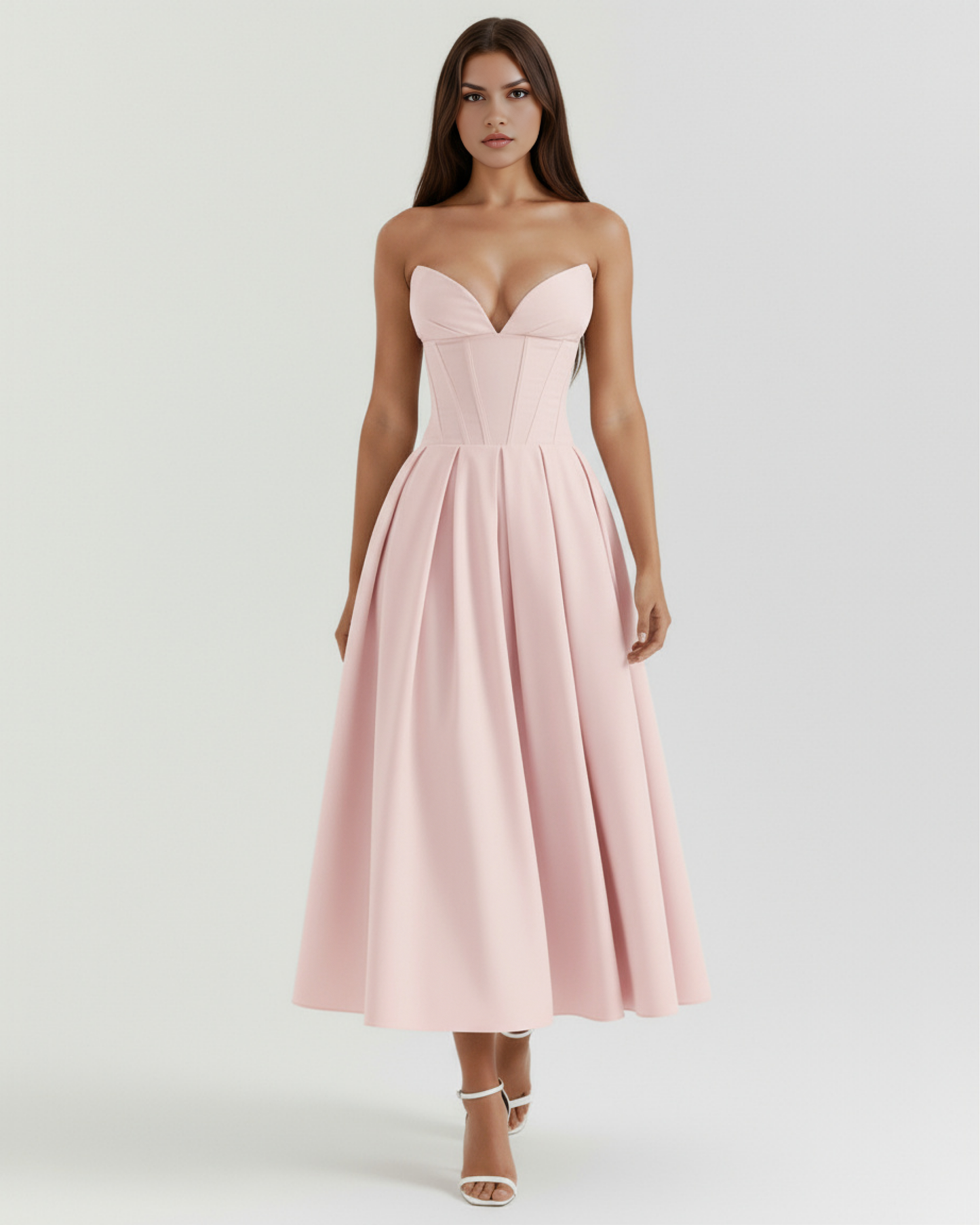 Amalfi™ – Elegant Midi Kjole Lyserød