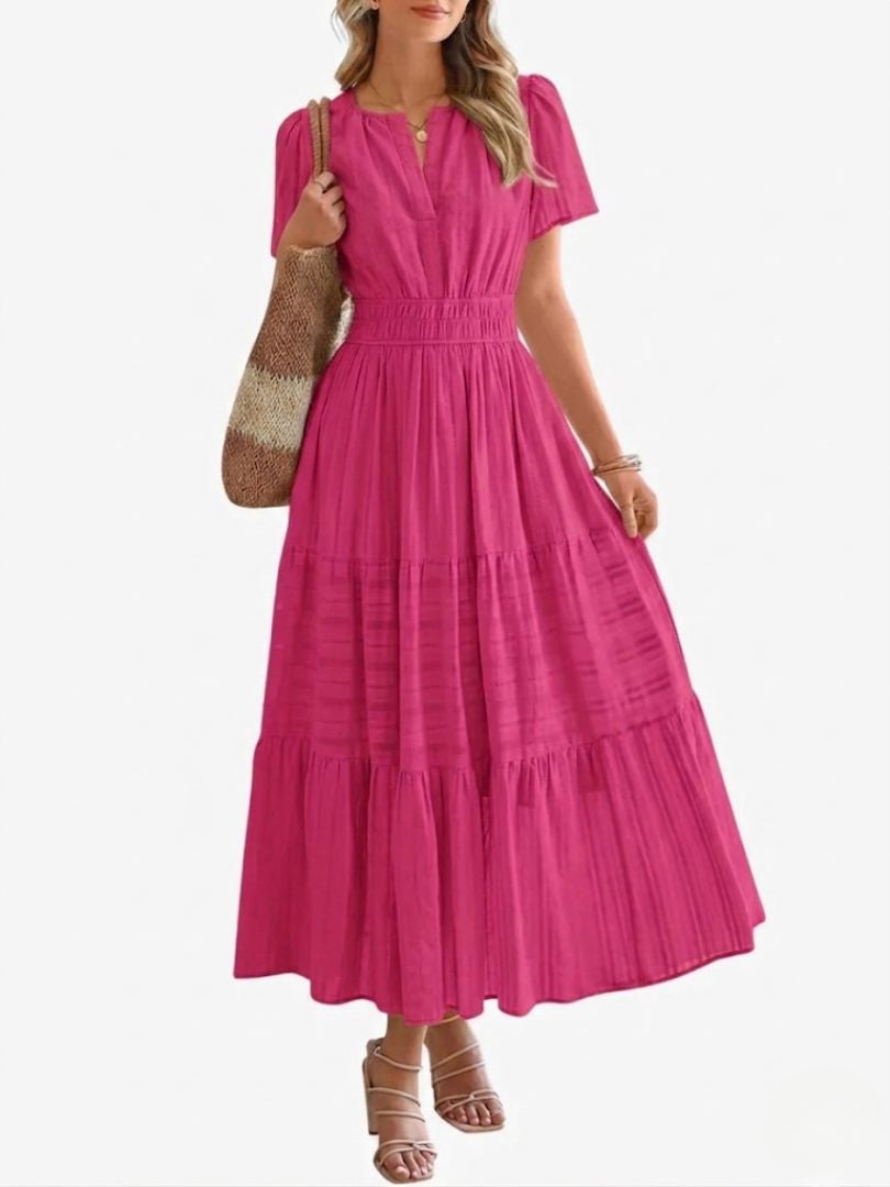 Elara™ | Boho Sukienka Maxi w Kształcie A z Dekoltem