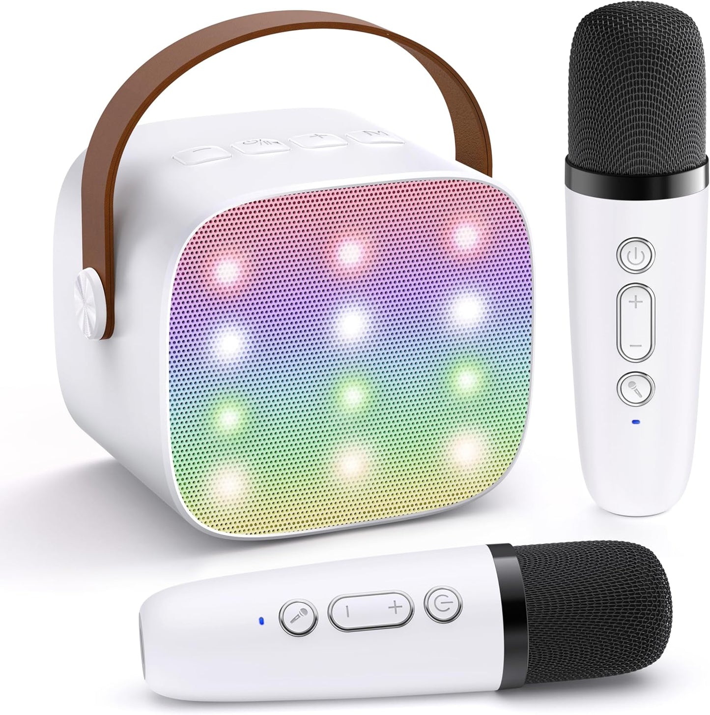 Hordozható Mini Karaoke Gépe Bluetooth Hangszóróval és 2 Vezeték nélküli Mikrofonnal – Veylo