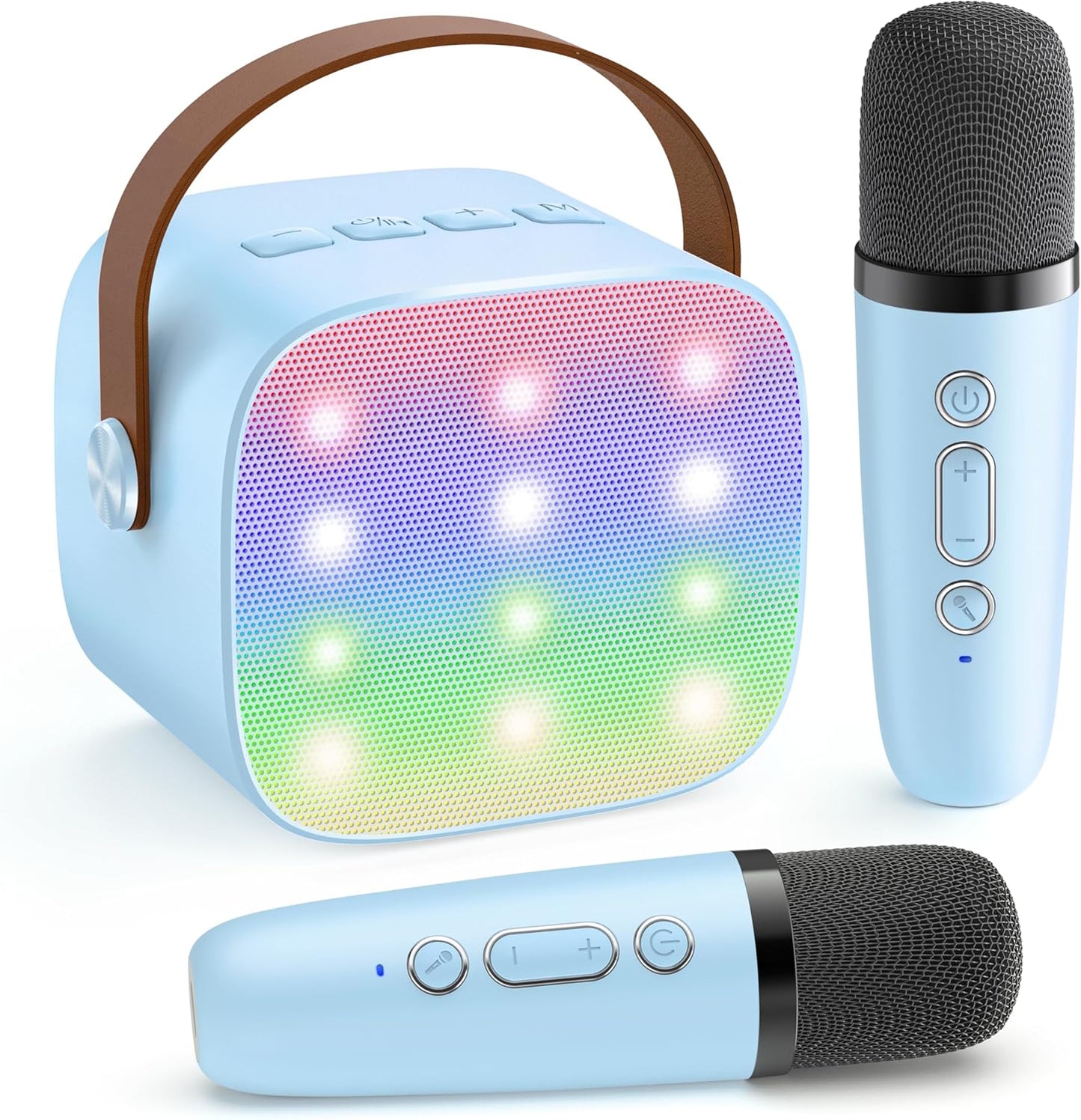 Hordozható Mini Karaoke Gépe Bluetooth Hangszóróval és 2 Vezeték nélküli Mikrofonnal – Veylo